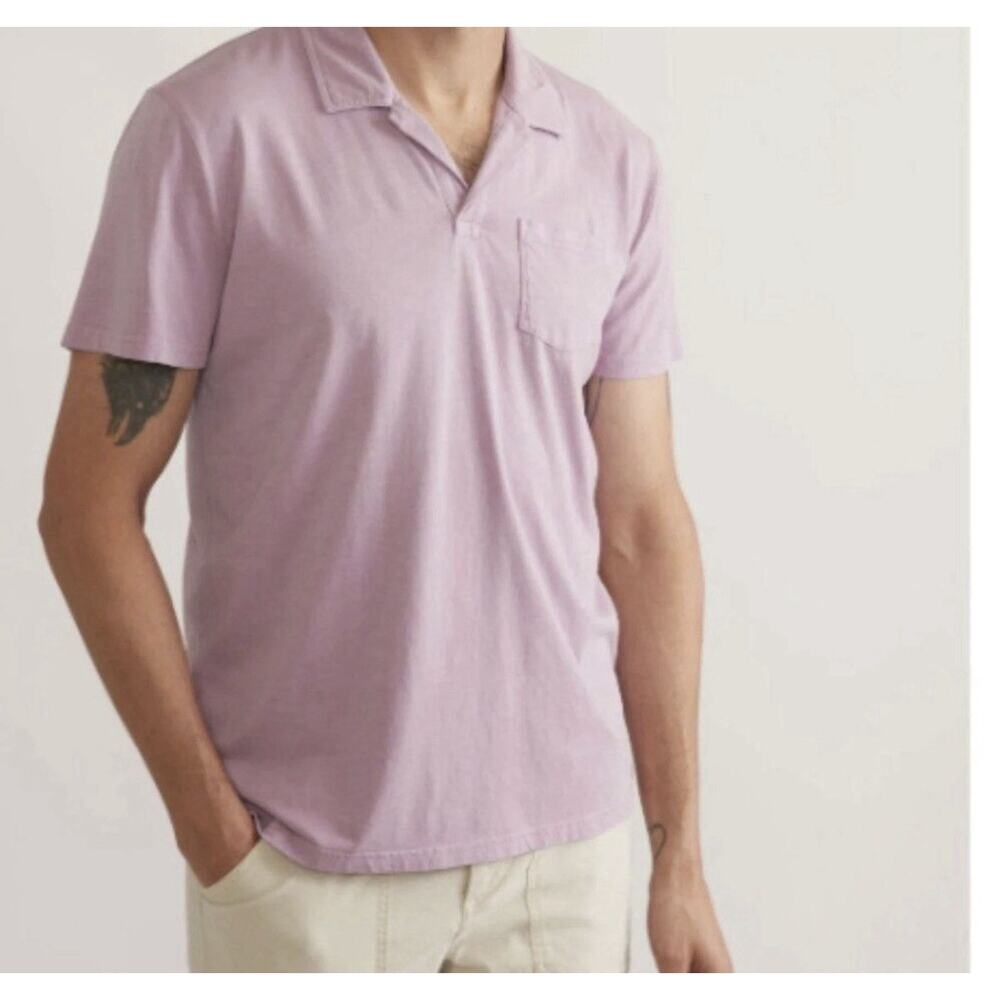 Marine Layer Sea Change Polo Shirt Mens XL Purple Lavender Mist Pocket Preppy